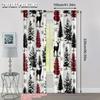 2pcs 2D flat printing Window Treatment Curtains Christmas Deer Snowflake Plaid 100% Polyester Without Electricity Holiday