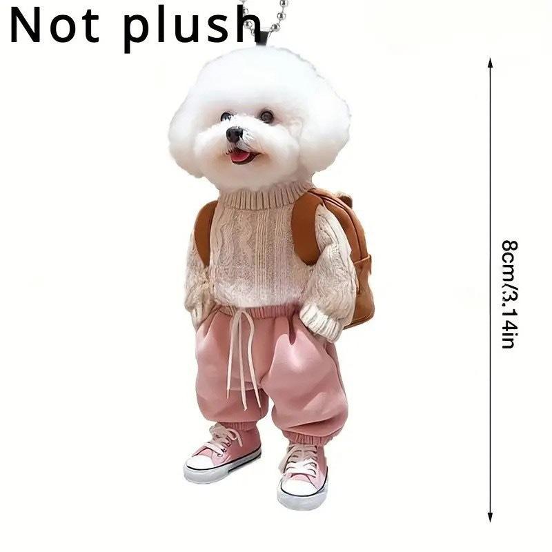 Cute Backpack Puppy Keychain Car Rearview Mirrors Decor Itemation Pendant 2D Acrylic Keychain Hanging Ornament Fashion Accessories