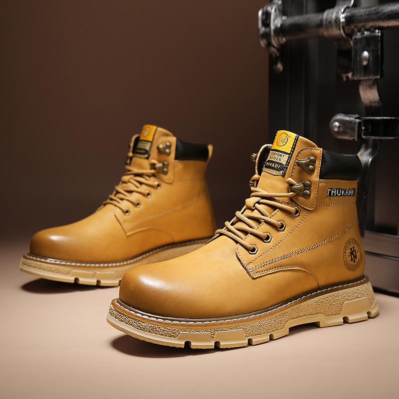 

Классические британские туфли «Челси» с высоким берцем для мужчин в стиле панк, ботильоны 2024 года, ботинки из натуральной кожи для мужчин, желтые ботинки из коровьей кожи, рабочая обувь 44 жёлтый