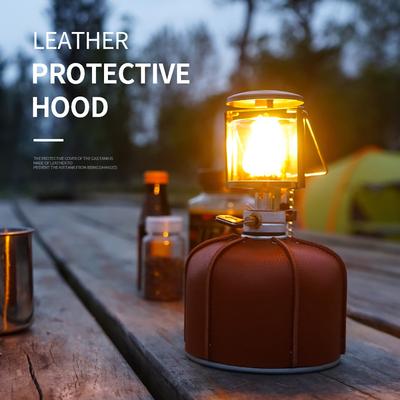 1 Pc Camping Flat Gas Tank Leather Cover Retro Camping Gas Lamp Fuel Tank Protection Cover Mountain Stove PU Cover Outdoor Tool