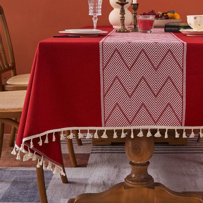 

2025 Красный Новый Стиль Свадебная Скатерть Ткань Счастливое Событие Гостиная Кофейный Столик Скатерть Помолвка Прямоугольная Скатерть Свадьба Grand Gedali + Tassel 140*140cm (generous table)