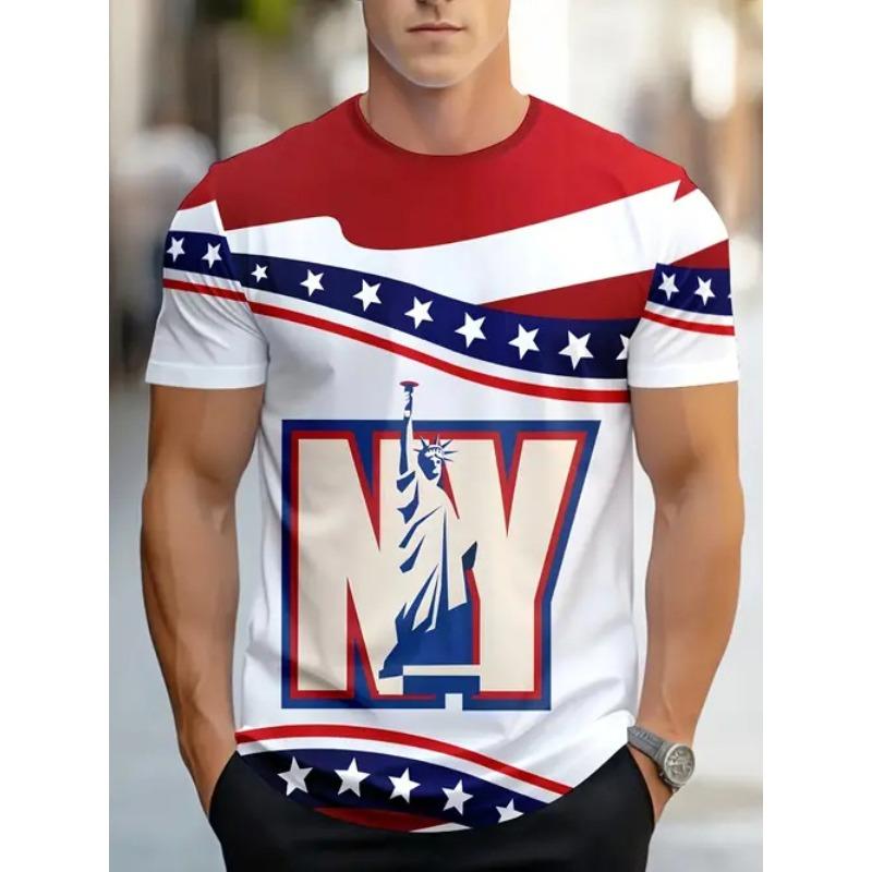 Summer Men's 3D Printed Crew Neck T-Shirt Fashion Versatile Breathable Trend Casual