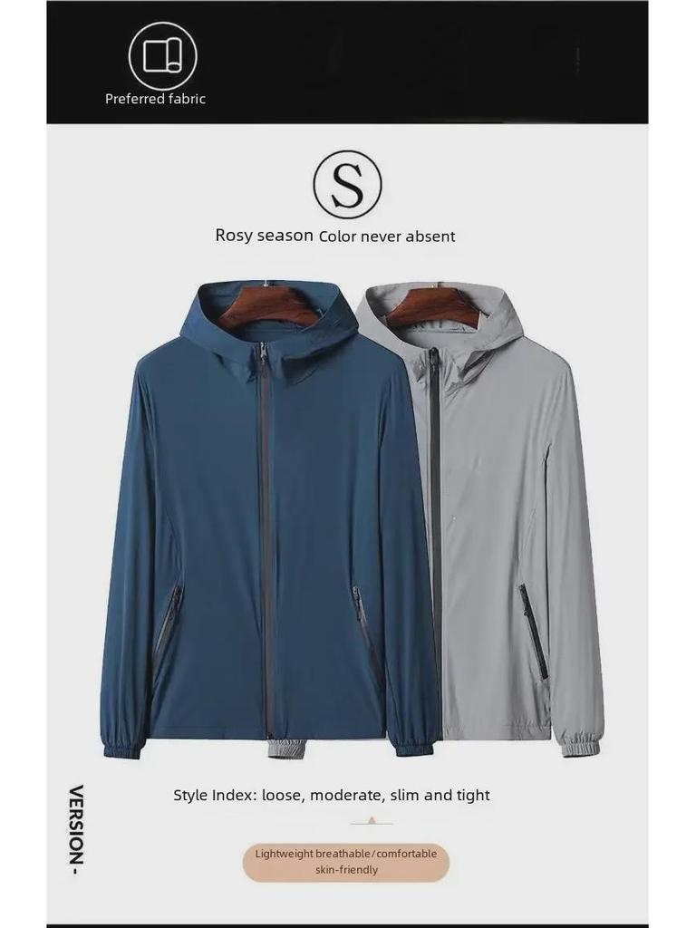 Pánská tenká prodyšná letní bunda s ochranou proti slunci Ice Silk UPF50+ pro rybaření