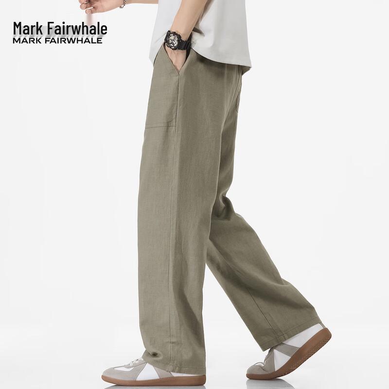 Mark Fairwhale Men's Breathable Ramie Blend Loose Straight Casual Pants