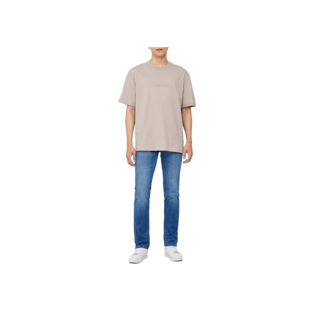 Calvin Klein Loose Solid Color Round Neck Short Sleeve T-Shirt Men Tops Light-Gray 40HM228K6B