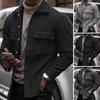 Men Jacket Lapel Single-breasted Top Solid Color Slim Thickened Warm Coat Casual Autumn Winter Outwear for Daily Wear