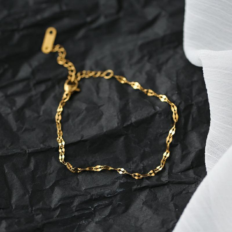 Simplicity Stainless Steel Lip Chain Bracelets for Women Ladies Fashion Gold Color Adjustable Bracelet Party Jewelry Accessories
