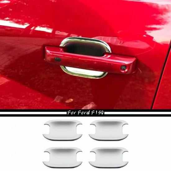 4pcs Exterior Door Handle Bowl Cover Trim For Ford F150 + Chrome Accessories