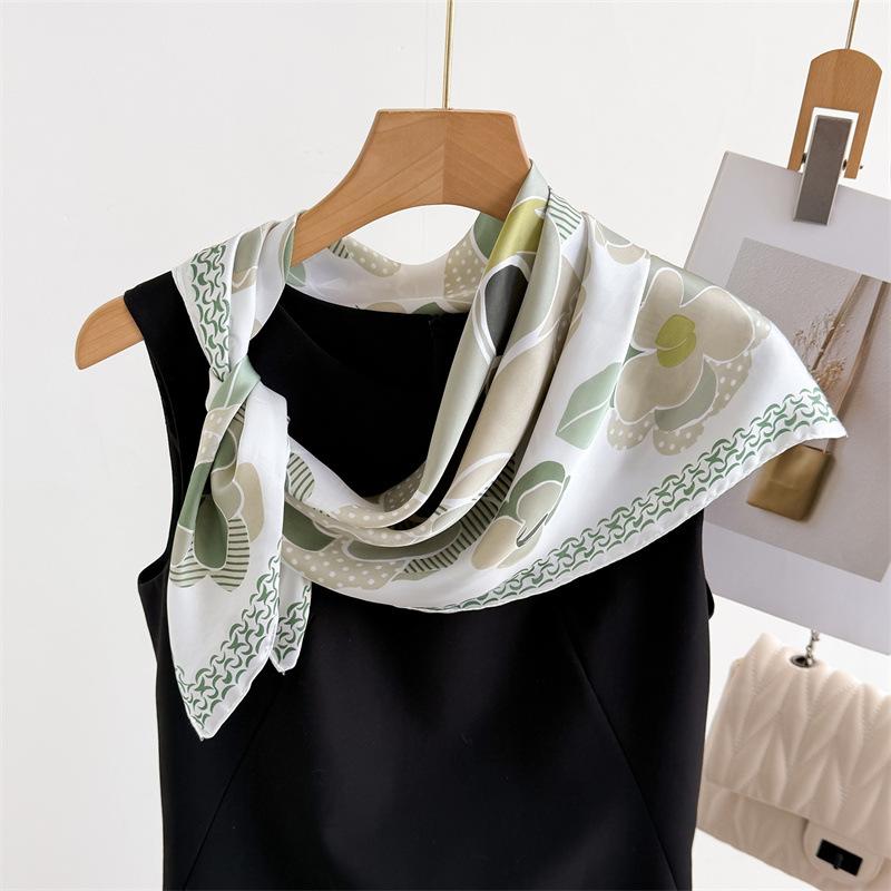 Yahua Painted Printing Imitation Silk Scarf Square Scarf High-End Shawl Versatile Neck Small Square Scarf Headscarf
