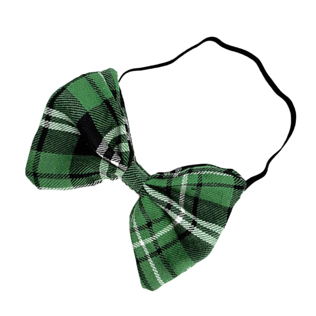 Patrick's Day Green Plaids Pre Tied Neck Tie Bowtie with Elastic Strap for Irish Festival Celebrations and Parties Event