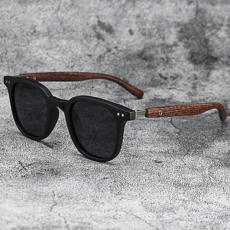Classic Wood Grain Mirror Sunglasses UV400 Protection Square Frame Men Women Elegant Eyewear Oculos De Sol