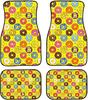 Pink Donuts Heavy Duty Rubber Floor Mats Set 4 PCS Car SUV Truck & Van-All Weather Protection Rugs