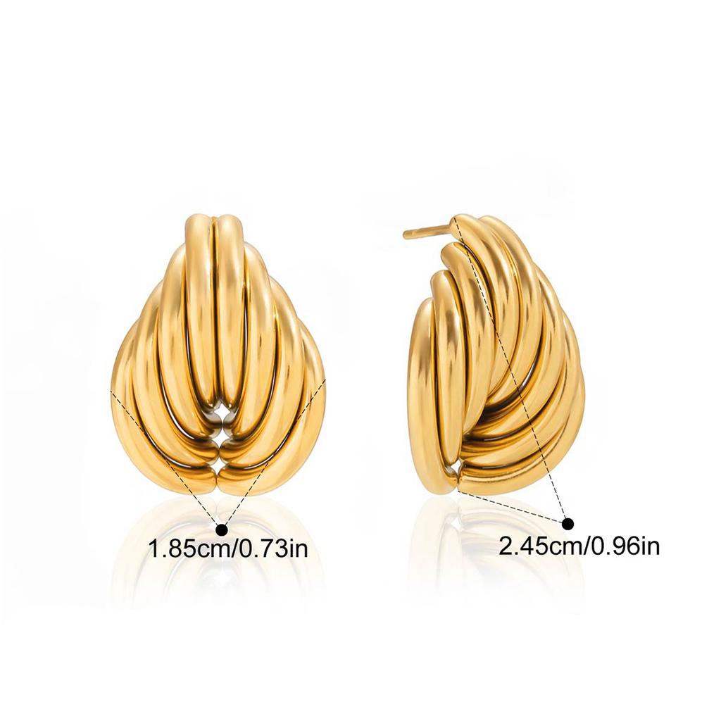 Yori Line Umwickelte Mehrschichtige Unregelmäßige Ohrringe Goldener Edelstahl Geometrischer Schicker Schmuck für Damen Accessoires Geschenk
