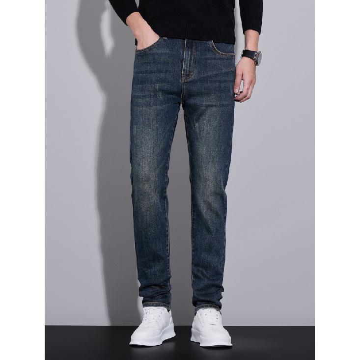 Spring And Autumn Winter New Men'S Thick Jeans Slimming Straight Stretch Business Versatile Long Pants
