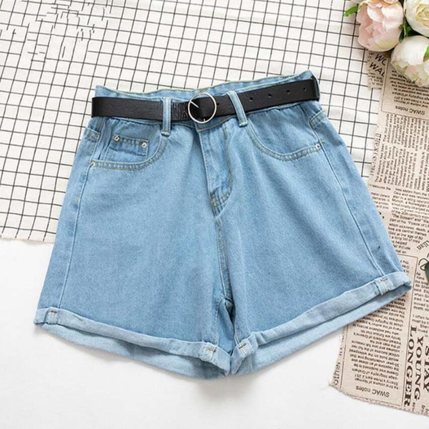 Fashion Women Denim Shorts Crimping High Waist Wide Leg Slim Summer Jeans Shorts Girls Sexy Shorts Pants