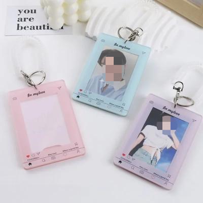 Chic Korean Kpop Photocard Holder Simplicity Macaroon Color Studen ID Card Cover Case with Key Ring Fashion Photocard Protector