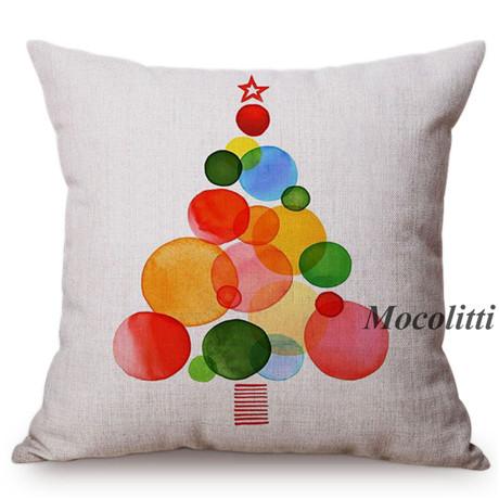 Happy New Year Cartoon Animal Cushion Cover Santa Claus Elk Christmas Decorative Cotton Linen Sofa Throw Pillow Case Cojines