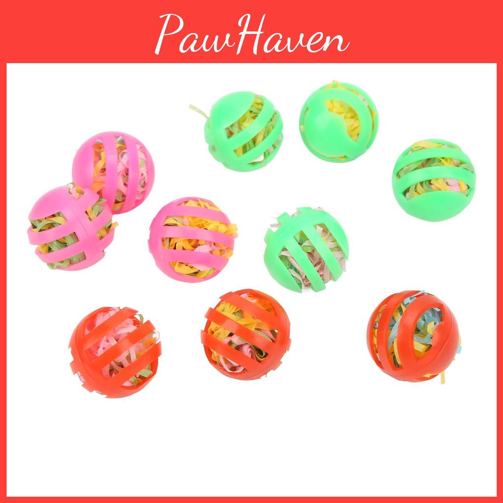 Colorful Bird Toy Ball 10pcs Hollow Stuffed Parrots Foraging Balls With Bell For Budgie Cockatiel