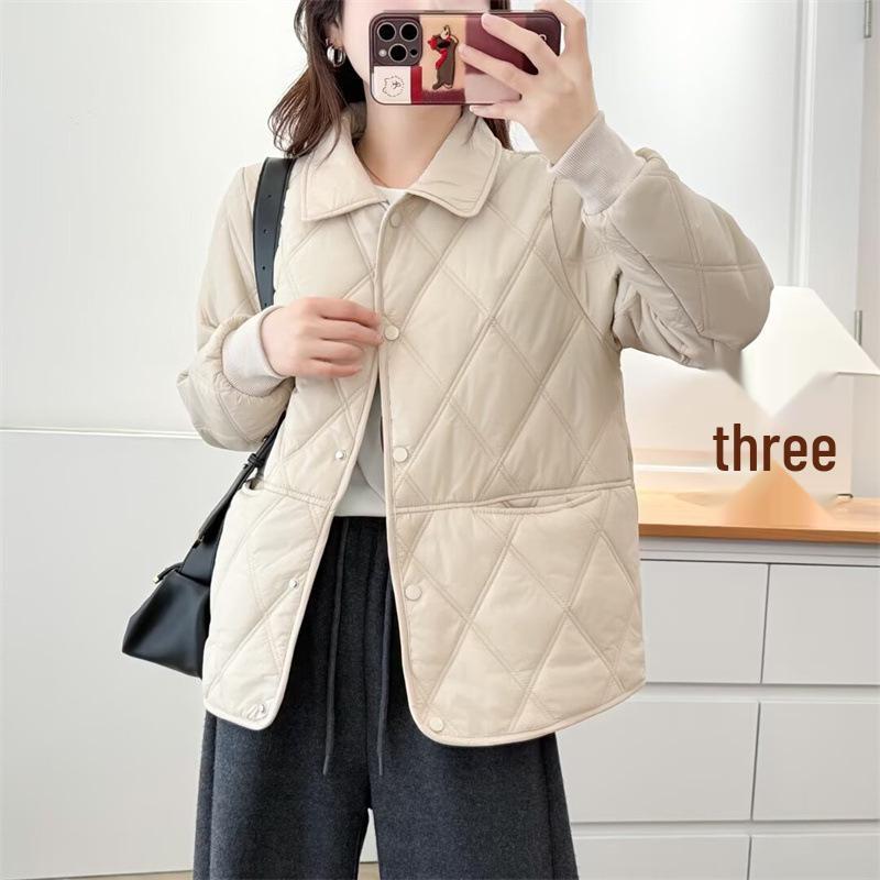 

Women s Plus Size Lightweight Quilted Cotton Jacket - Autumn/Winter Lapel Padded Coat for Chubby Girls 4XL хакі