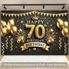 1 Piece of 2D Background Fabric, Golden Polyester Background Fabric for 70th Anniversary Celebration