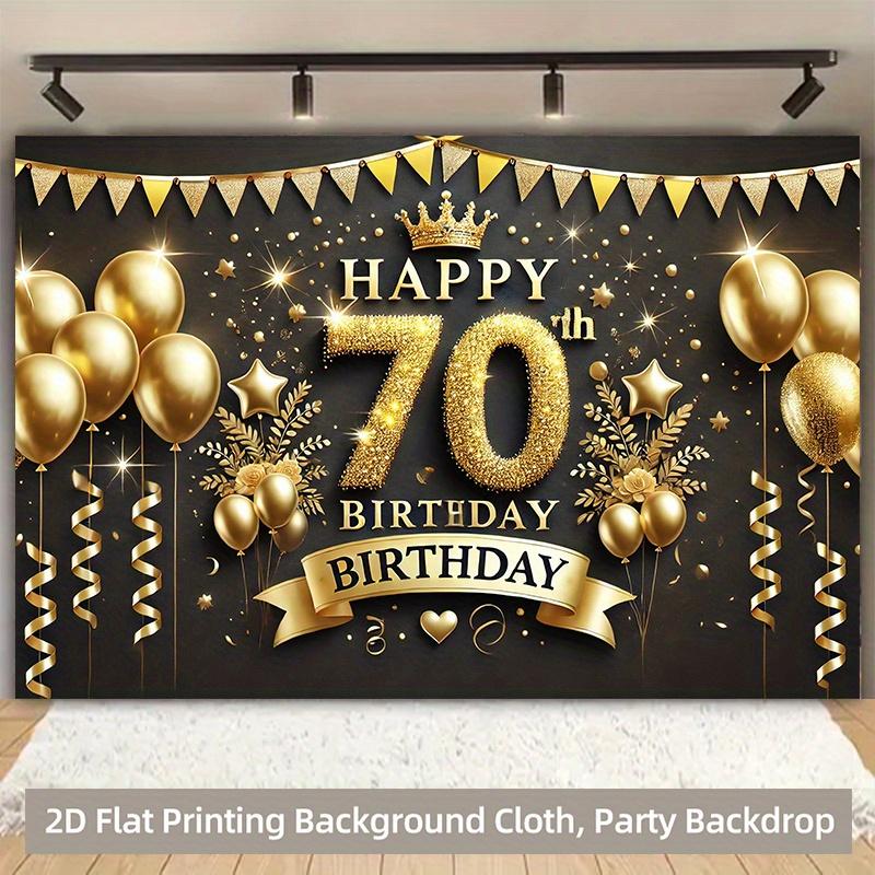 1 Piece of 2D Background Fabric, Golden Polyester Background Fabric for 70th Anniversary Celebration