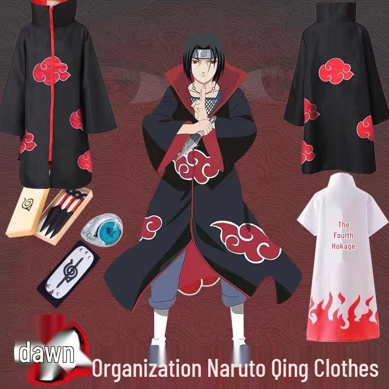 Naruto Akatsuki Cloak Cosplay Costume: Uchiha Itachi, Deidara, Sasori, Obito, Tobi, Fourth Hokage Edition