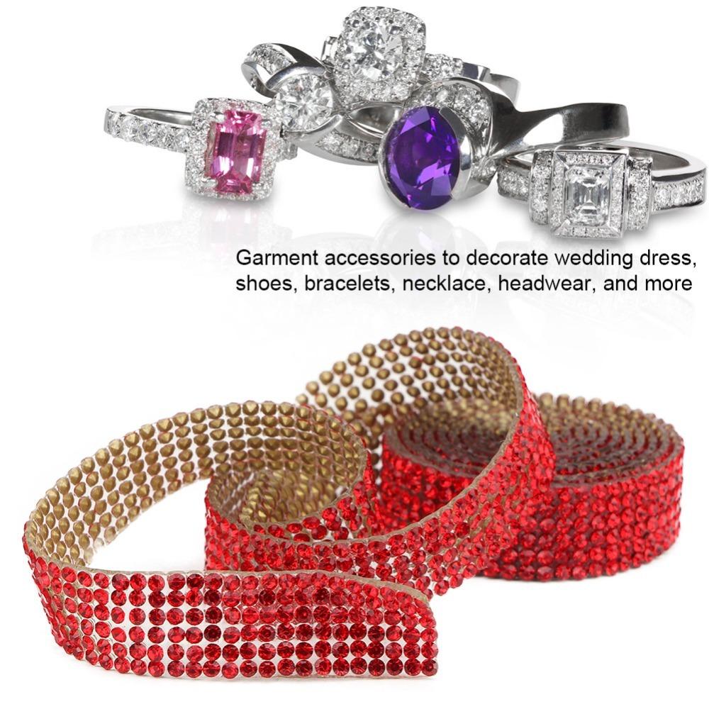 1pcs Hot Melt Adhesive Rhinestone Strips Self Adhesive Rhinestone Banding  DIY Arts Crafts красный