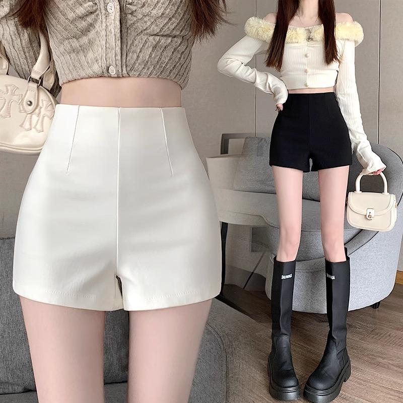 

White High-Waisted Elastic Leggings Shorts for Women - Summer 2024 2XL белый