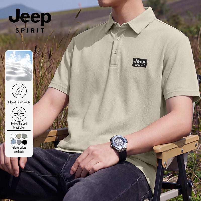 Мужская повседневная футболка-поло JEEP SPIRIT, плотная 4XL хаки