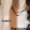 Retro Exquisite Red Blue Contrast Colorful Beaded Necklace For Women Girls Light Luxury Bracelet Jewelry Accessories Gifts