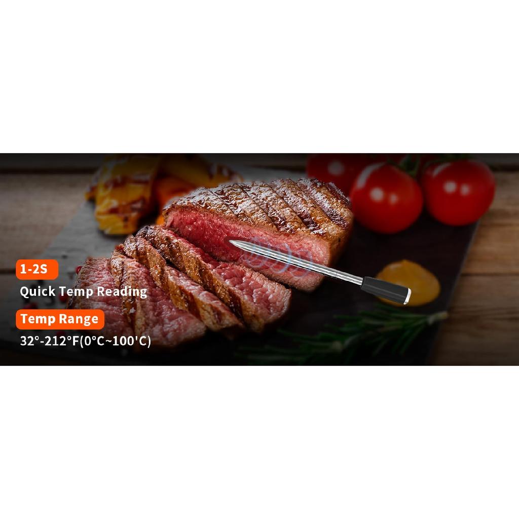 Smart Wireless Meat Thermometer with Ultra-Thin Probe,Bluetooth Food Thermometer,Digital Food Thermometer for Remote Monitoring of BBQ Grill, Oven,