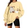 Women's Comfortable Casual Sweatshirt with Long Sleeve, Round Neck, Loose Fit, Small Halloween Print and Color Options