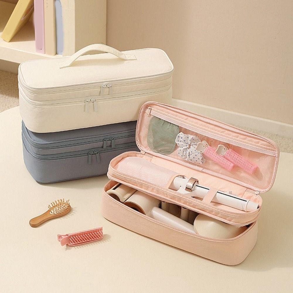 Large Capacity Double Layer Hair Dryer Bag Nylon Carrying Case  Hair Styling Tools