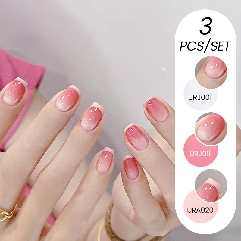 Nail Art Buz Şeffaf 3 Adet Tırnak Cilası Tutkalı Seti, Popüler Nude Beyazlatıcı Toz Şeffaf Tırnak Cilası Tutkalı