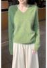 Ice Age Light Grey Brushed Cashmere V-Neck Sweater: Women's Loose Fit, 100% Cashmere