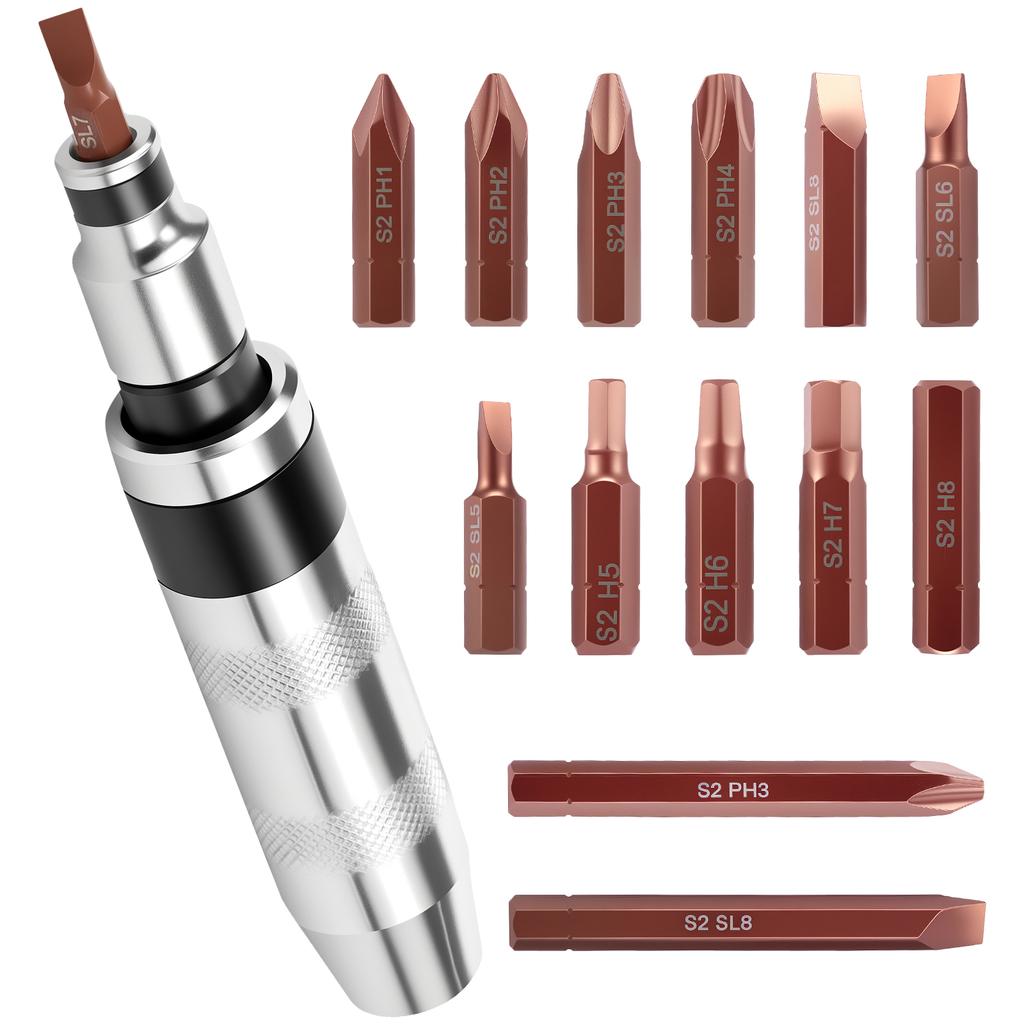 13/15Pcs Heavy-Duty Impact Screwdriver Set Household Cordless Screwdriver Flat Screw Extractor Remover Professional Repair Tool