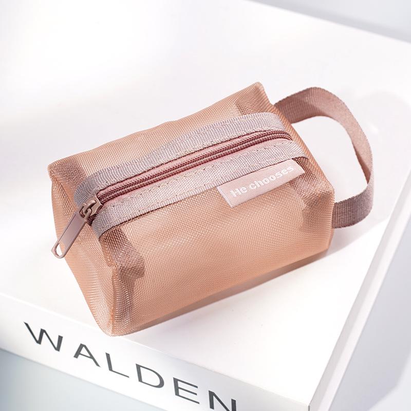 Three-Dimensional Nylon Mesh Coin and Key Pouch with Card Holder