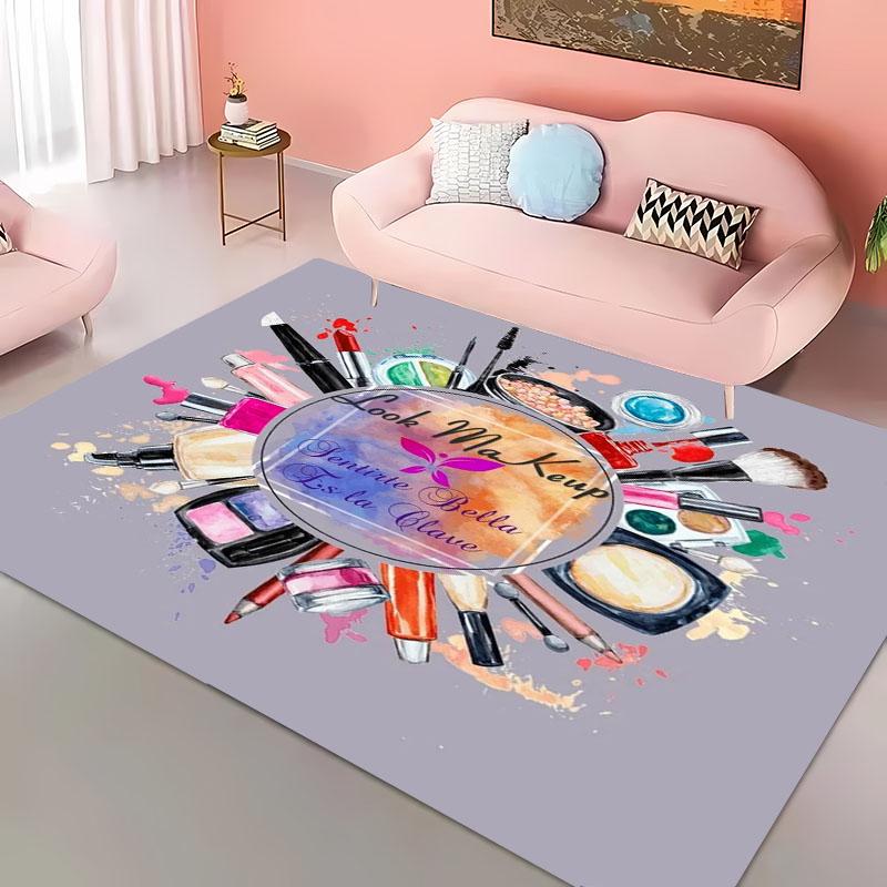 Cartoon Make Up Cosmetics Carpets for Home Living Room  Adults Bedroom Cloakroom Sofa Doormat Kitchen Floor Rugs Anti-slip Decor