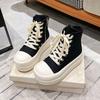 Women Punk High Top Sneakers Canvas Platform Heels Designer Elevator Shoes Lace Up Zip High Street Autumn Flats Black Boots