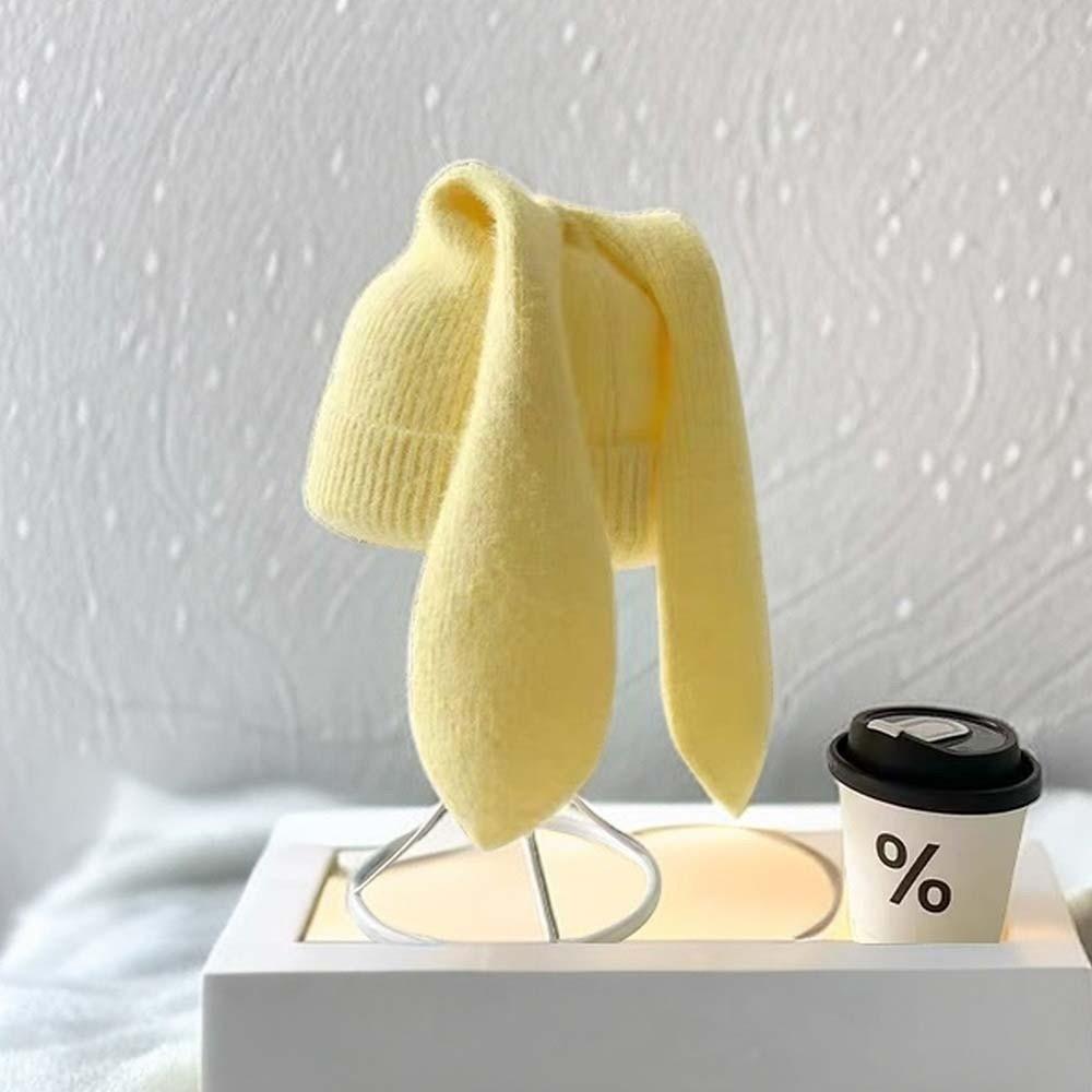 Korean Style Bunny Pullover Cap Trendy Brimless Beanie Hat Woolen Hat Solid Color Knitted Hat  Kids