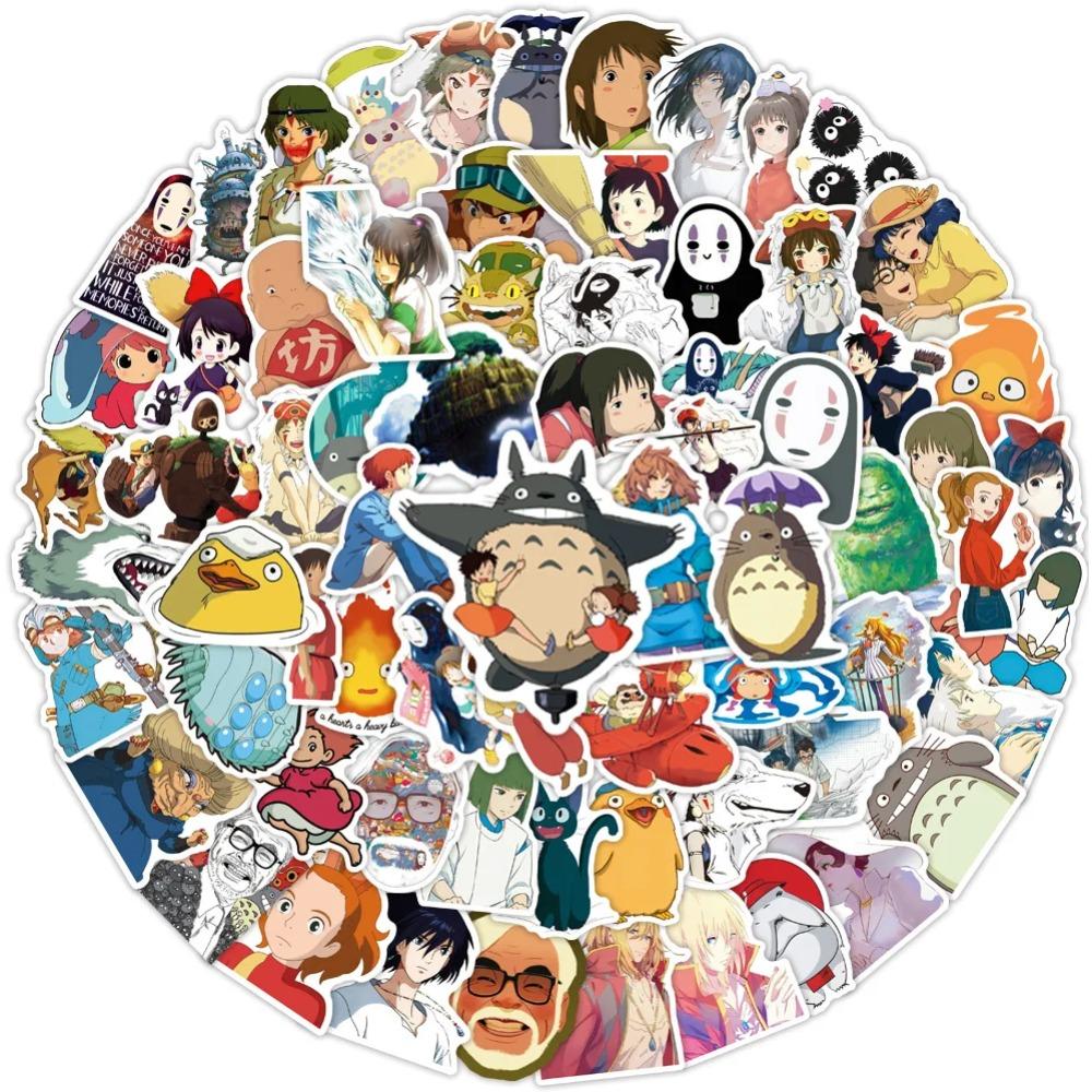 100Pcs Cartoon Hayao Miyazaki Stickers Decals For Phone Laptop Suitcase Notebook Waterproof Stickers