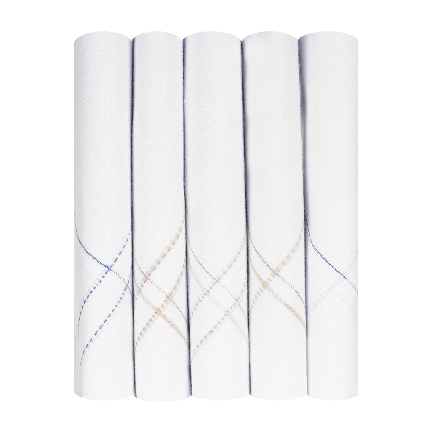 

Мужские роскошные носовые платки Caruso Italy из 100% чистого хлопка с цветной каймой - 5 штук, большие, белые