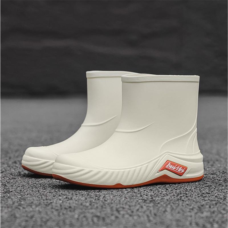 

Men s And Women s Fashionable Outdoor Lightweight Waterproof Anti Slip Short Tube Rain Shoes Rubber Shoes 41 білий
