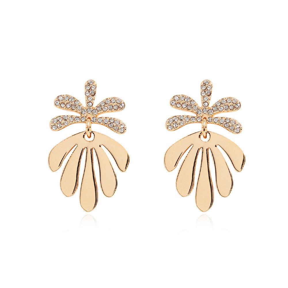 American European Dainty Style Leaf Earrings Gold And Silver Studs Alloy