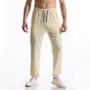 Men's Spring/Spring Ribbed Pants Elastic Waistband with Drawstring Straight Leg Comfortable and Versatile for Everyday Wear