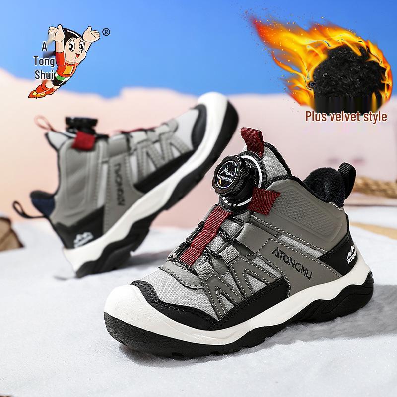 Popular Boys' Snow Boots: Fleece-Lined, Thickened, Non-Slip, Warm Winter Shoes for Children