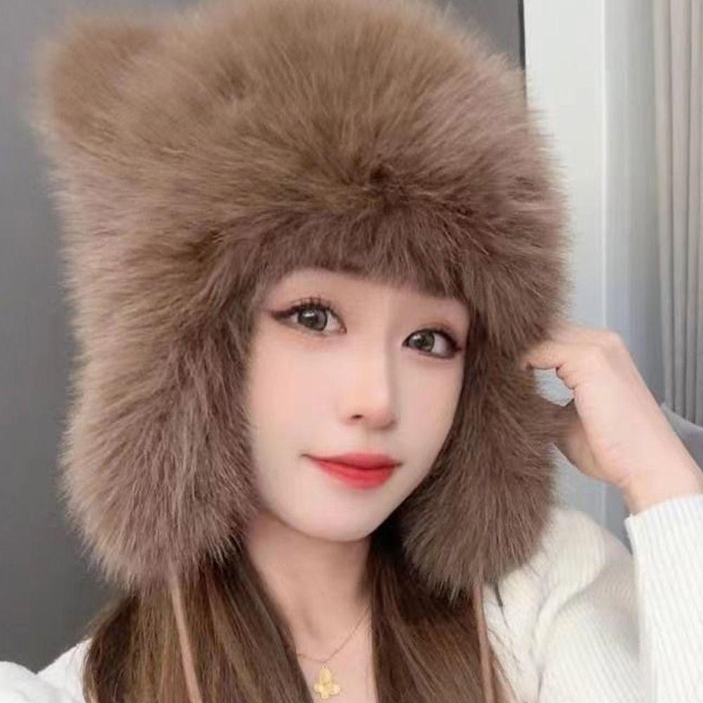 Ear Protection Plush Hat Windproof Big Bear Hat Fashionable Winter Hat  Unisex