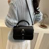 Bag Women's New Fashion Portable Small Square Bag Lychee Pattern Textured Commuter Shoulder Crossbody Bag
