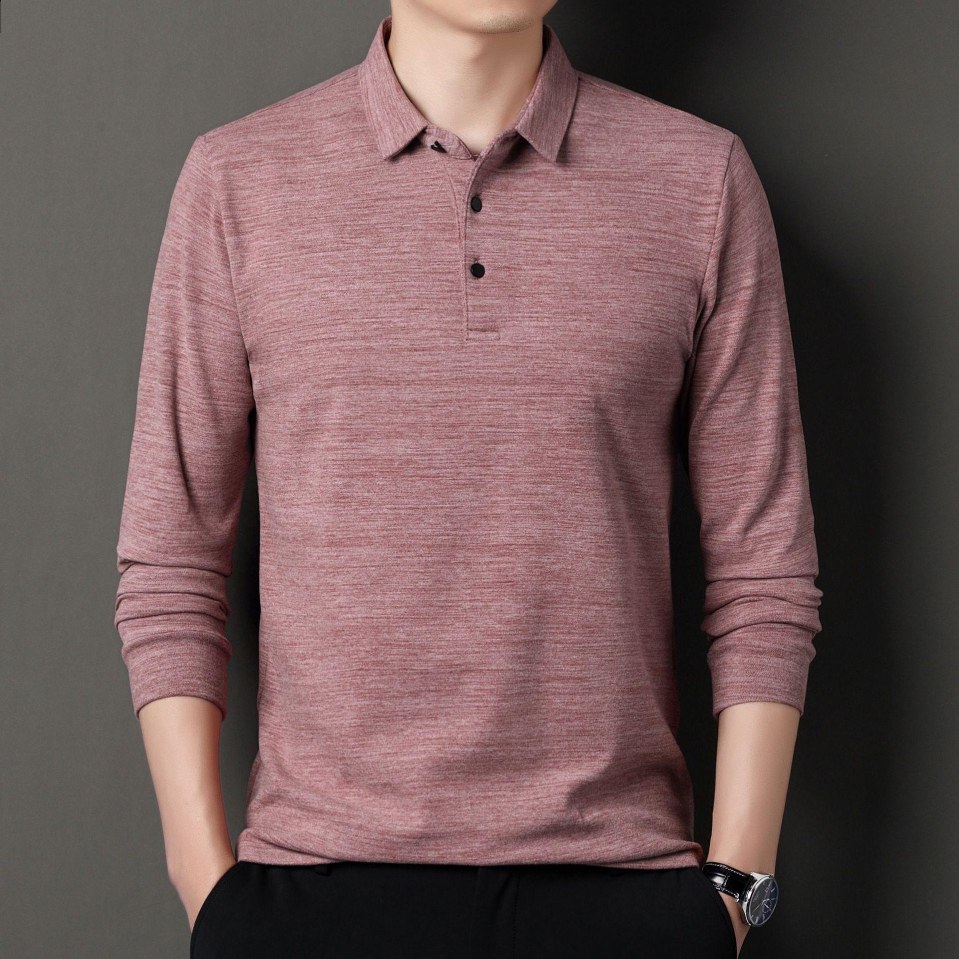 

Мужская хлопковая футболка с длинным рукавом, средний лацкан сверху, повседневная деловая рубашка поло 4XL