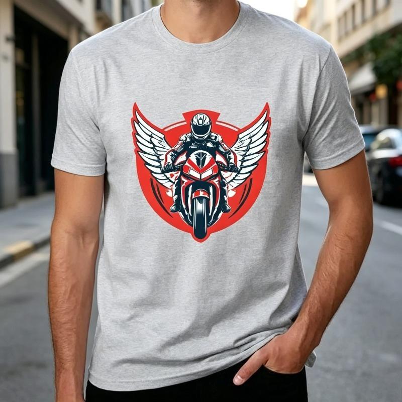 Summer Casual with Skull Rider Print Unisex Short Sleeve Oneck Tee Tops New Fashion Skull Motorcycle Print Tshirt Unisex Unisex